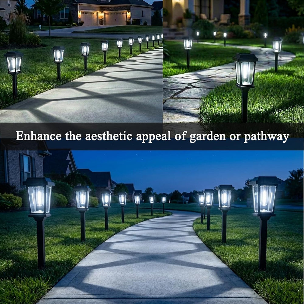12 Pack Solar Lights Outdoor Pathway, Modern Solar Garden Lights, Waterproof ...