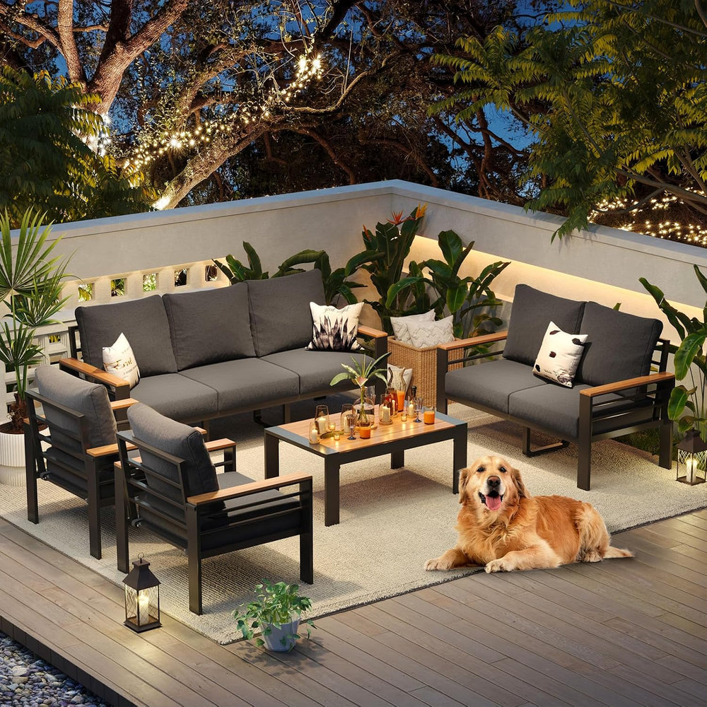Aoxun Aluminum Patio Furniture Set 7 Seats, Oversized Outdoor Sectional with ...