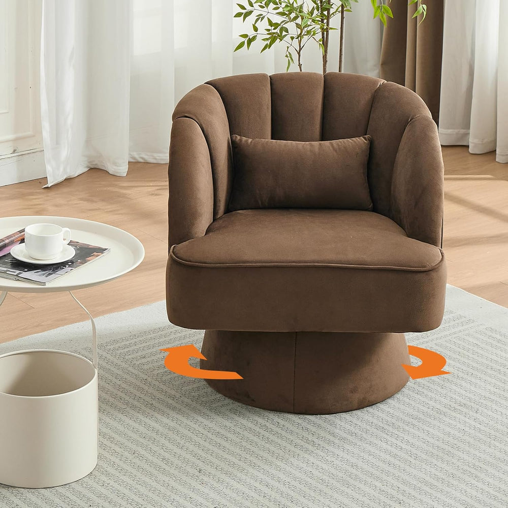 GarveeHome Modern Swivel Barrel Accent Chair, 360 Degree Velvet Upholstered A...
