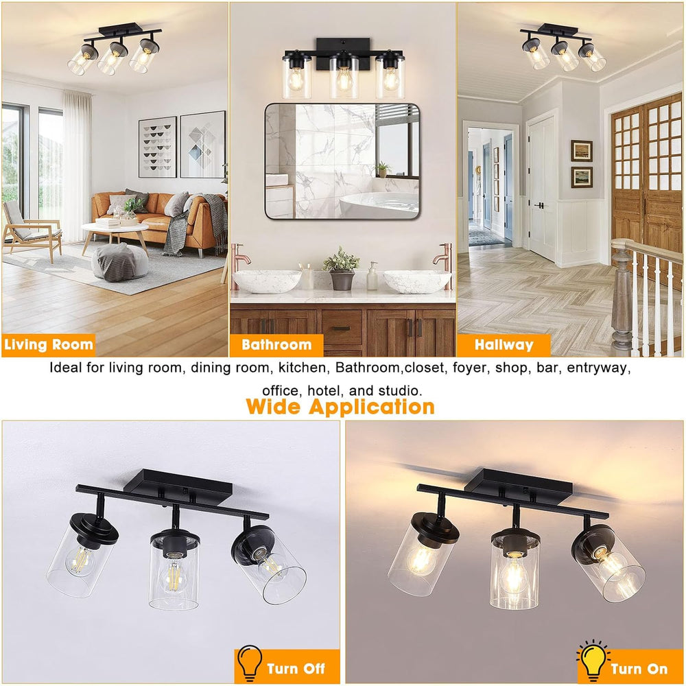 FadimiKoo 3-Lights Semi Flush Mount Ceiling Light, Adjustable Kitchen Light F...
