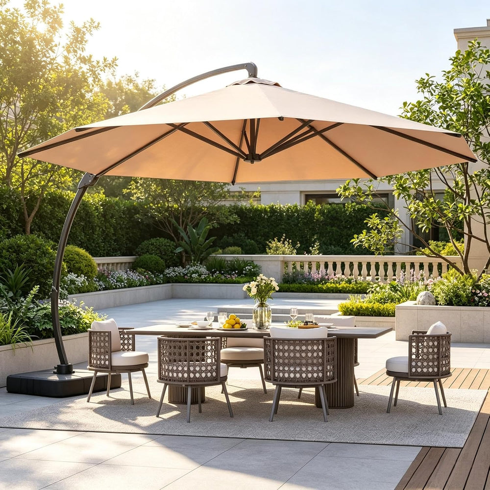 Aoxun 11 FT Cantilever Umbrella, Patio Large Aluminum Offset Umbrella Windpro...