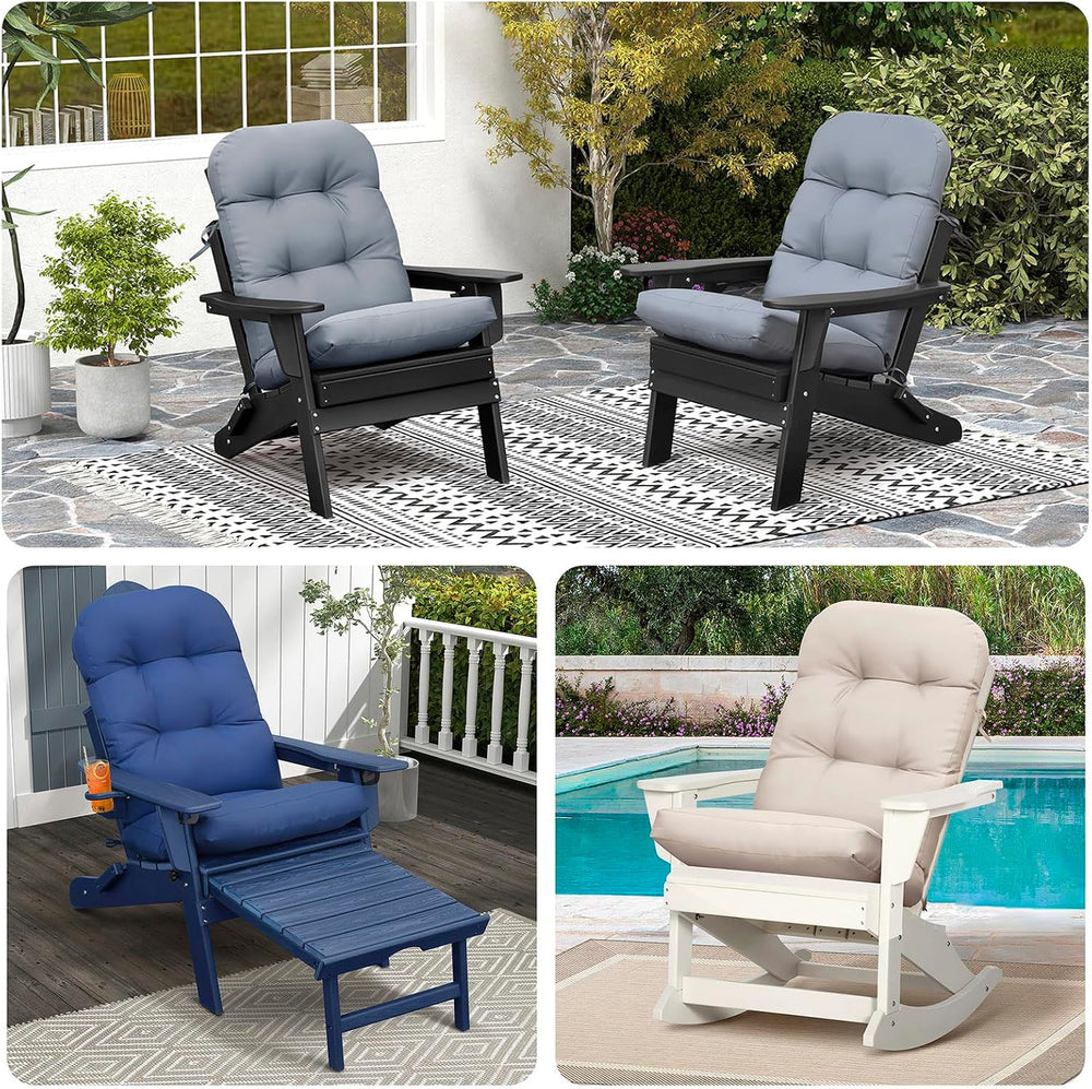Adirondack Chair Cushion Set of 2, High Back Rocking Chairs Cushions, Waterpr...