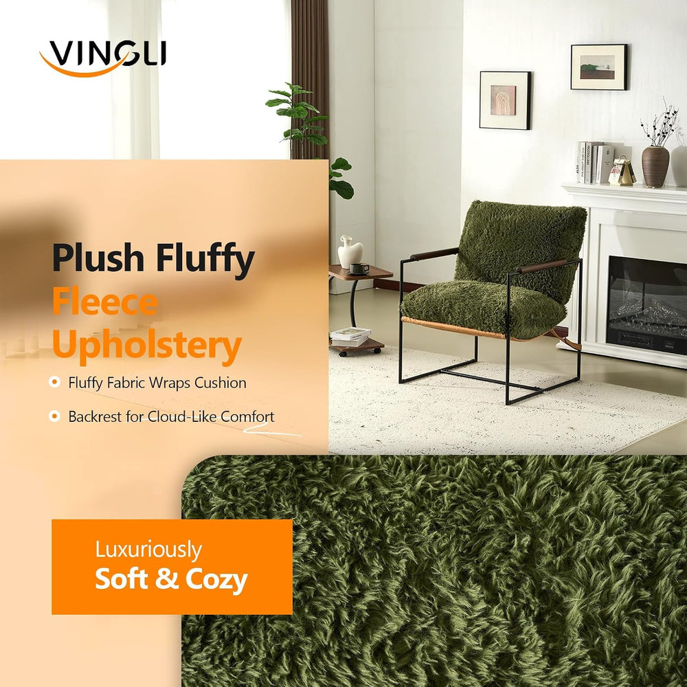 VINGLI 28" Wide Plush Upholstery Sling Modern Accent Chairs Set of 2, Cu...