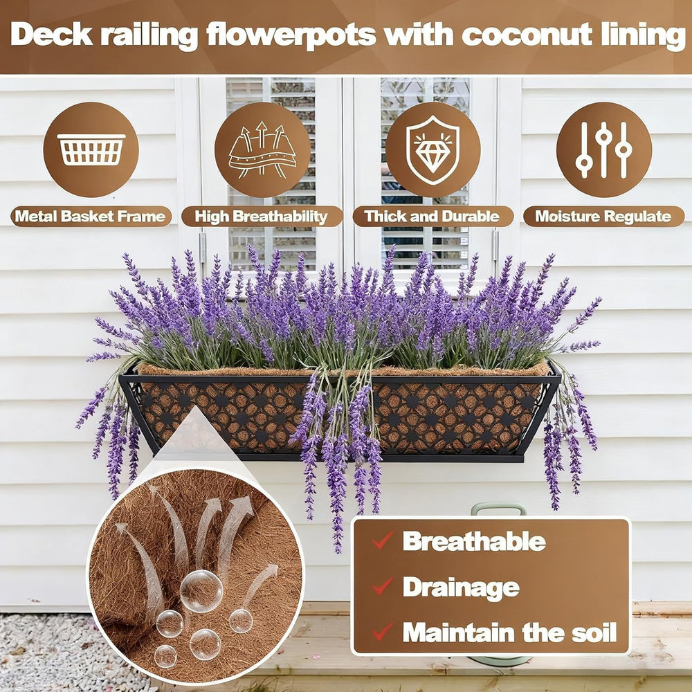 24 Inch Railing Planter Box Outdoor Deck Railing Flower Boxes
