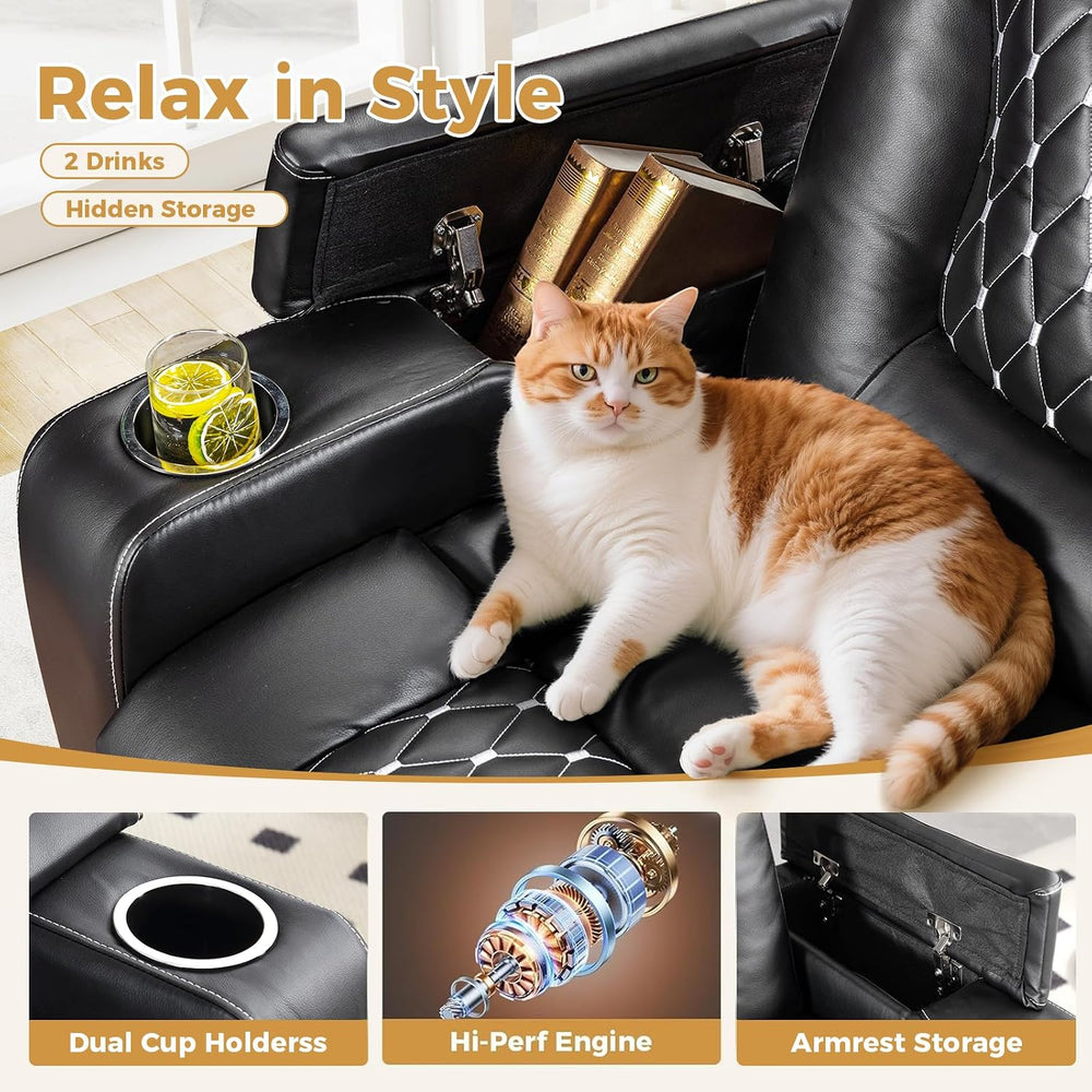 ANJ Power Recliner Chair Set of 3, Electric Soft Faux Leather Reclining Home ...