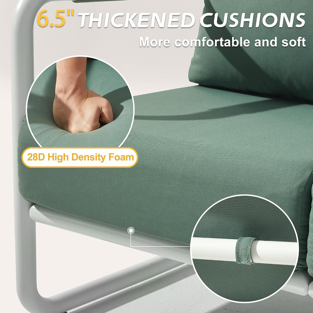 3-Piece Modern Aluminum Patio Sofa Set with Coffee Table, Deep Seating Conver...