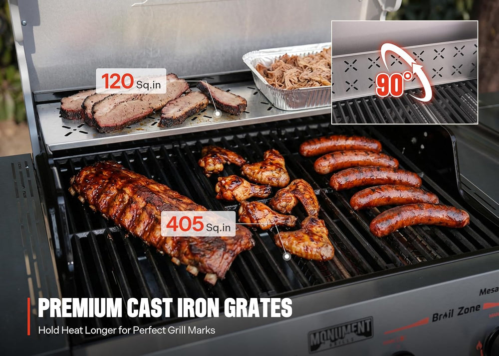 Monument Grills 4+1 Burner Stainless Steel 525 sq.in Propane Gas Grill, 49,00...