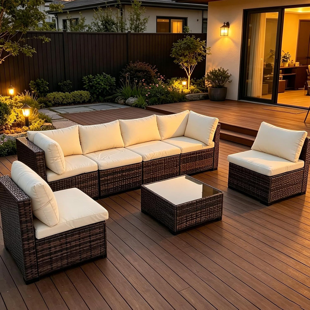 14Pcs Outdoor Cushion Covers, Patio Furniture Cushion Covers, Beige