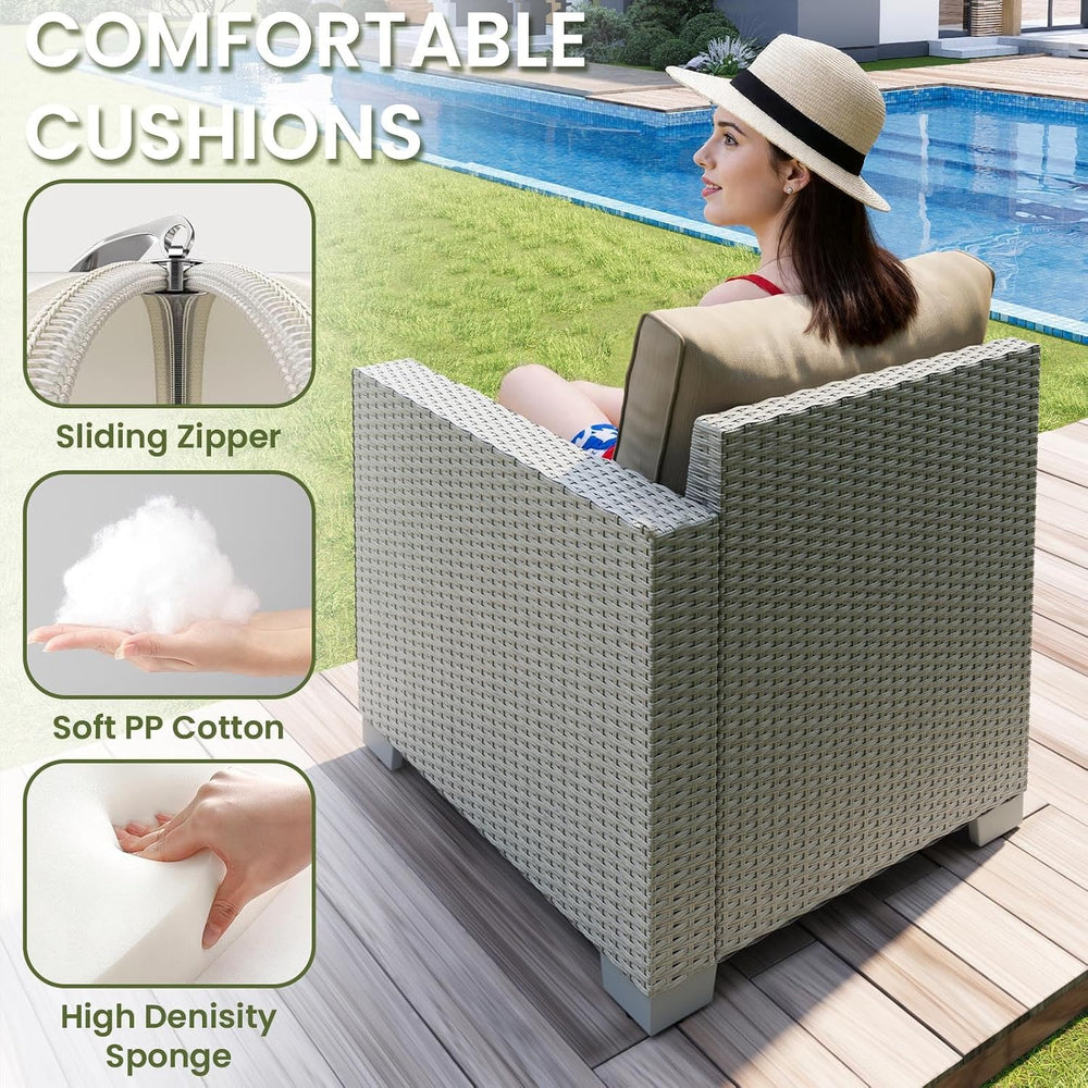 7 Pieces Outdoor Patio Furniture Set, Outdoor Sectional Furniture Set, All-We...