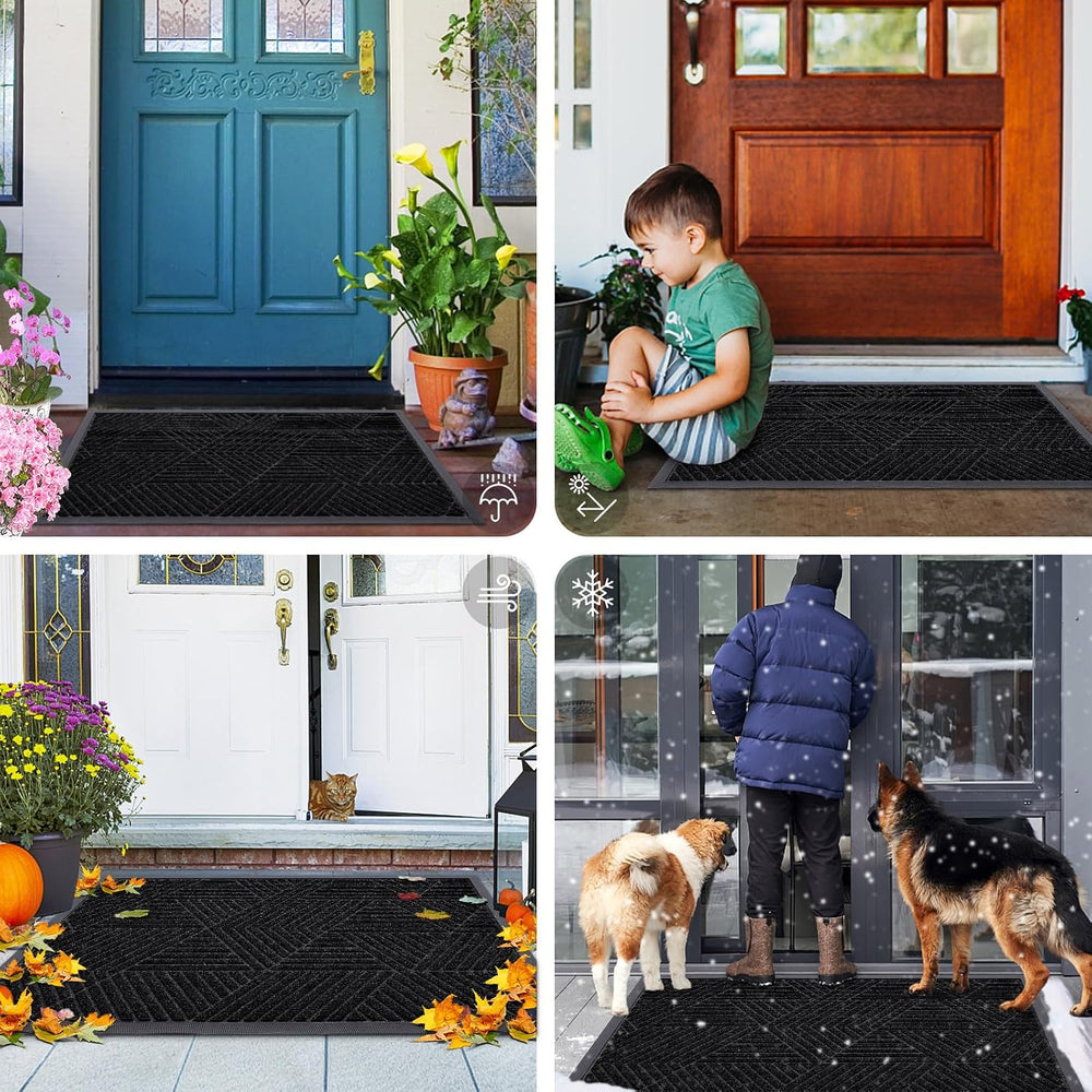 Smiry Front Door Mat Outside Entrance, Low Profile Rubber Doormat, 71x34
