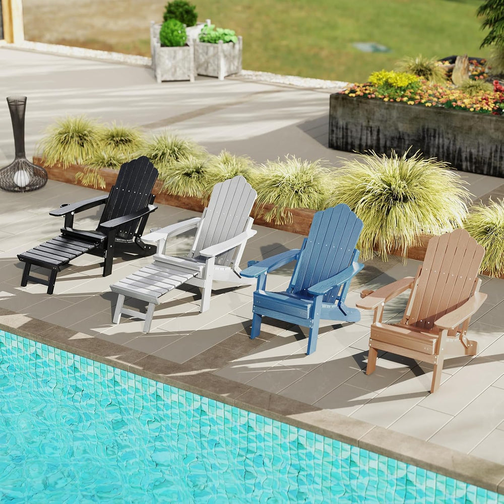 ORALNER Set of 4 Folding Adirondack Chairs with Adjustable Backrest, Retracta...