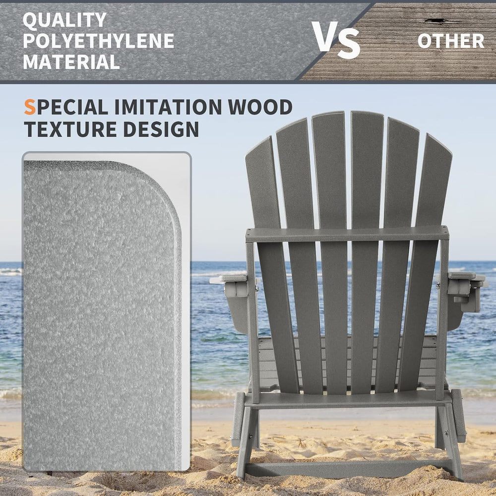 FUNBERRY Oversized Folding Adirondack Chair Set of 2, Fire Pit Chair 400LBS