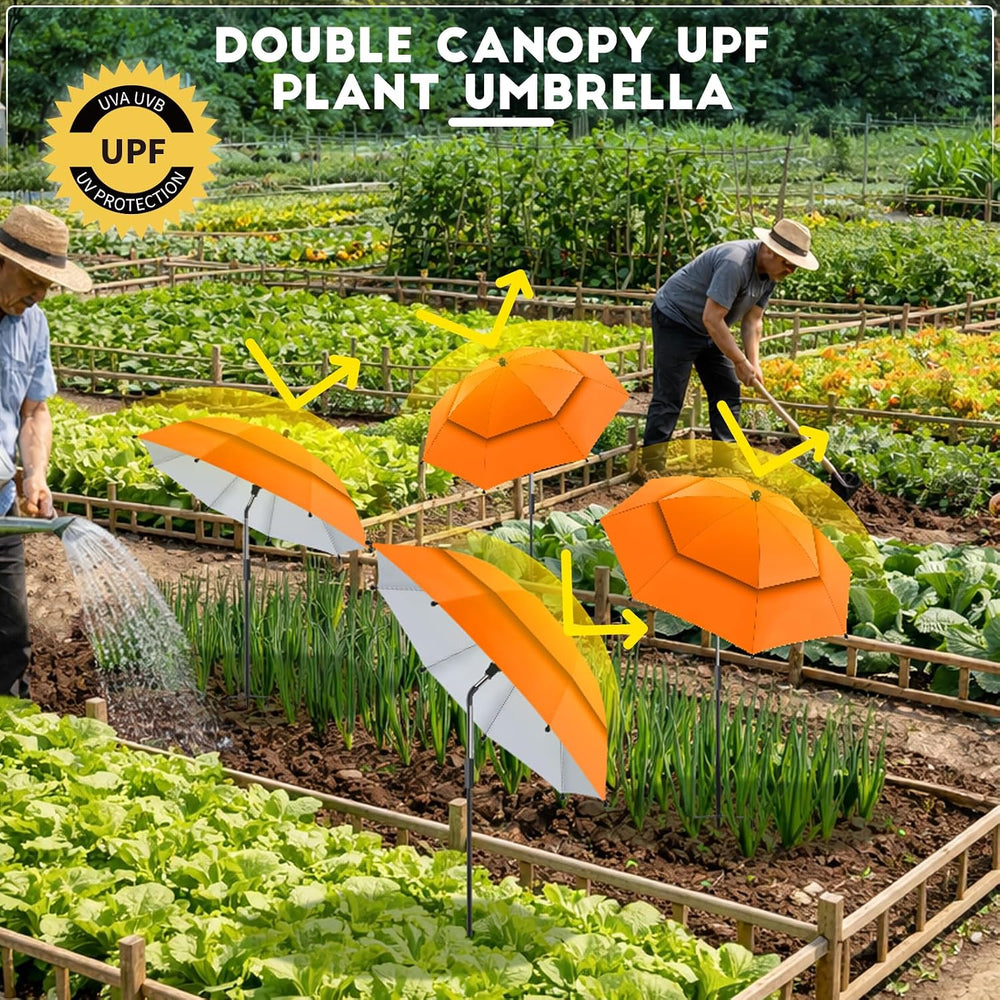 4 Pack 24.9" Double Canopy 47.2" Height Plant Umbrellas for Outdoor...