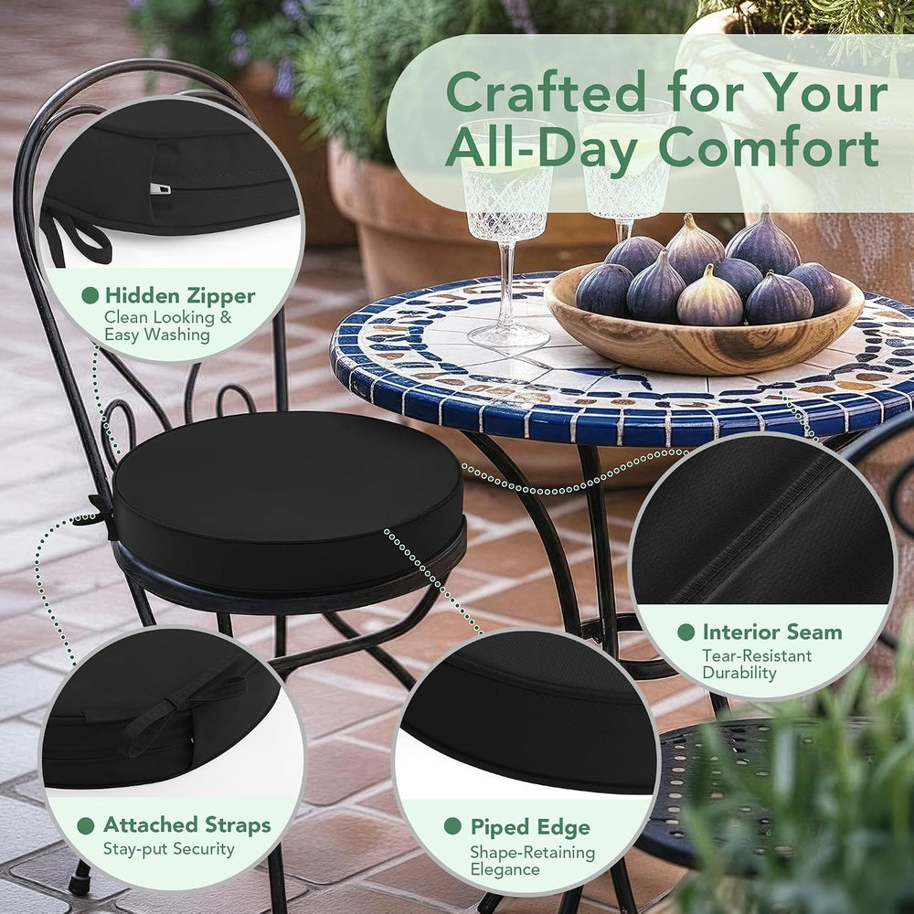 Summsun Outdoor Bistro Chair Cushions Set of 2, 15" D x 3" H Round ...