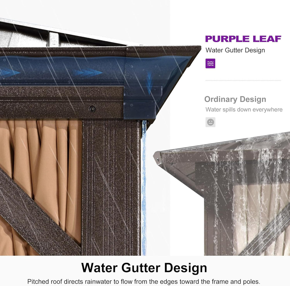 PURPLE LEAF Patio Hardtop Gazebo 14' x 24' Bronze Frame Double Roof K...