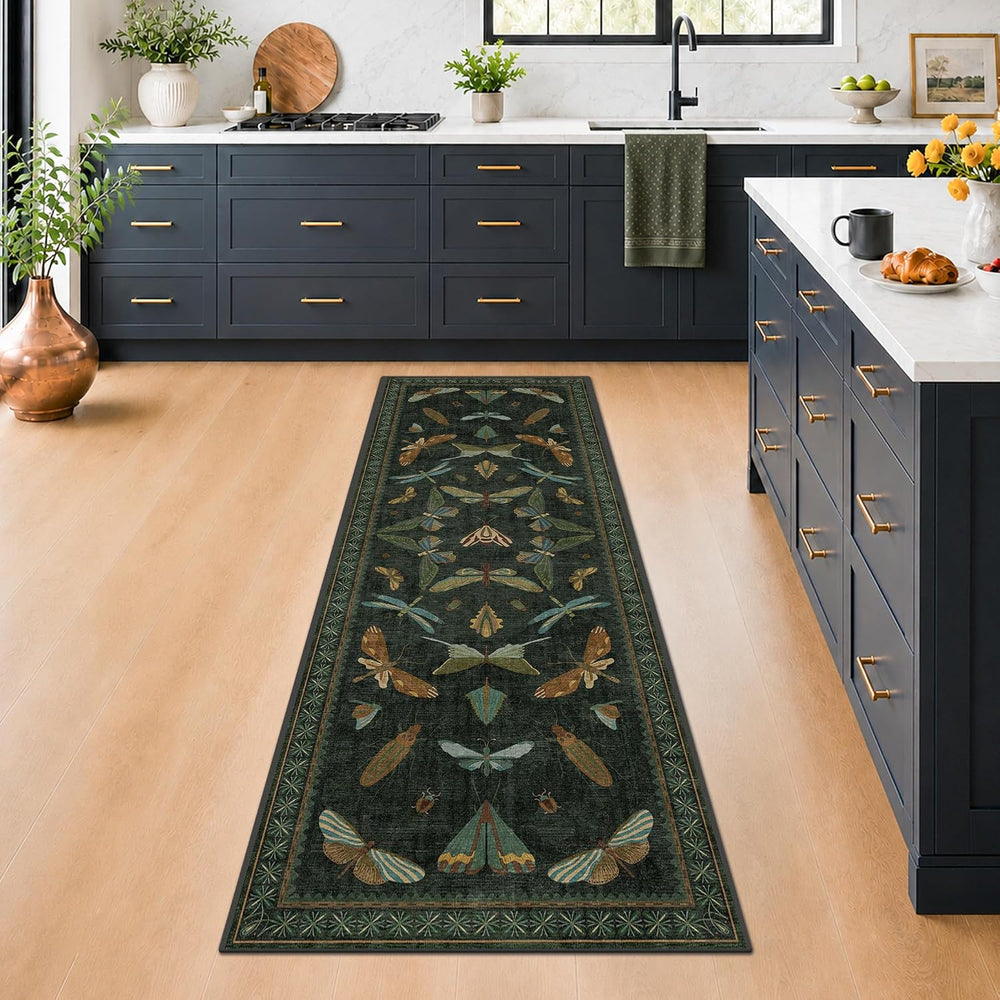Hazo Haus Washable Insect 2x6 Runner Rug for Hallway- Stain Resistant Kitchen...