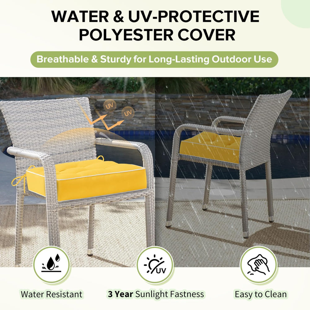 HARBOREST Outdoor Chair Cushions Set of 2, Tufted Patio Chair Cushions with T...