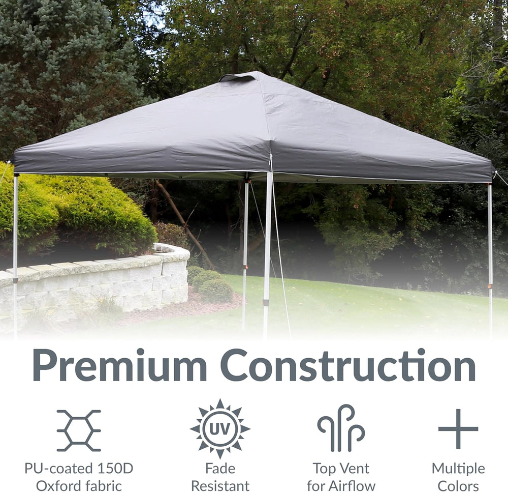 Sunnydaze 12 x 12 Foot Premium Pop-Up Canopy Shade with Vent - Gray