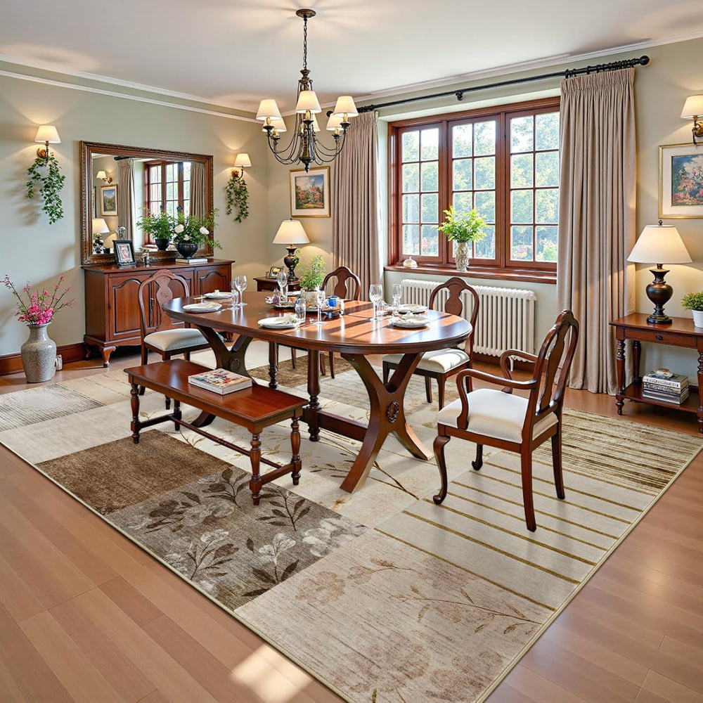 DweIke Floral Rugs for Living Room, 4x6 Washable Area Rug for Dining Room Far...