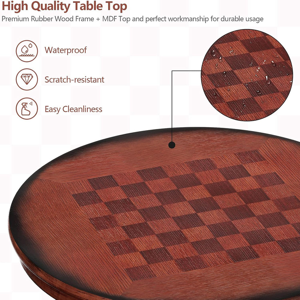 Giantex 3 Pcs Dining Table Set, Wooden Pub Pedestal Side Table with Stable Ba...