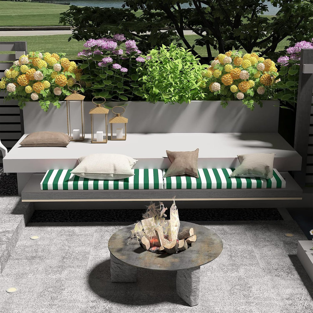 PNP FKJP Outdoor Bench Cushion 48x18x3 Inch, Green White
