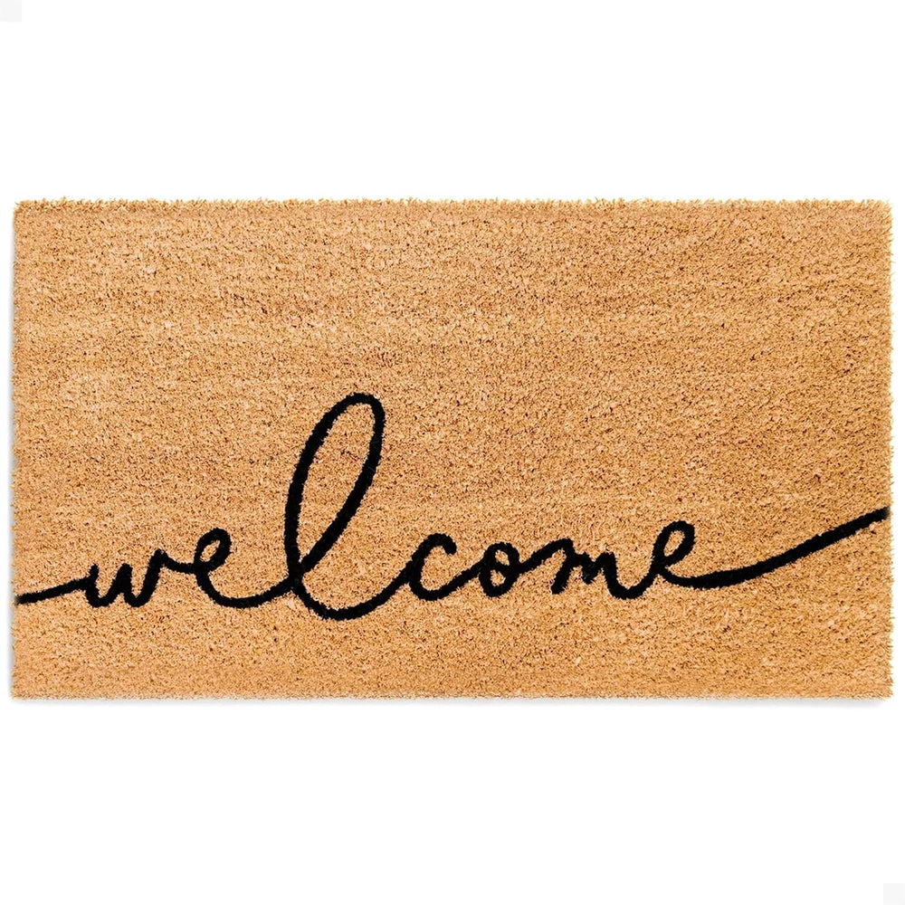 Theodore Magnus Welcome Mat Outdoor – Script Coir Doormat, Front Door 17x30