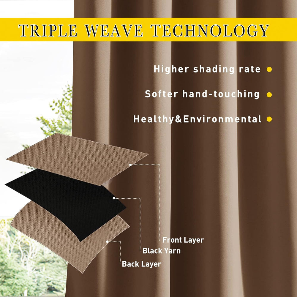 NICETOWN 2 Panels Waterproof Outdoor Curtains Fixed Pocket & Back Tab on ...