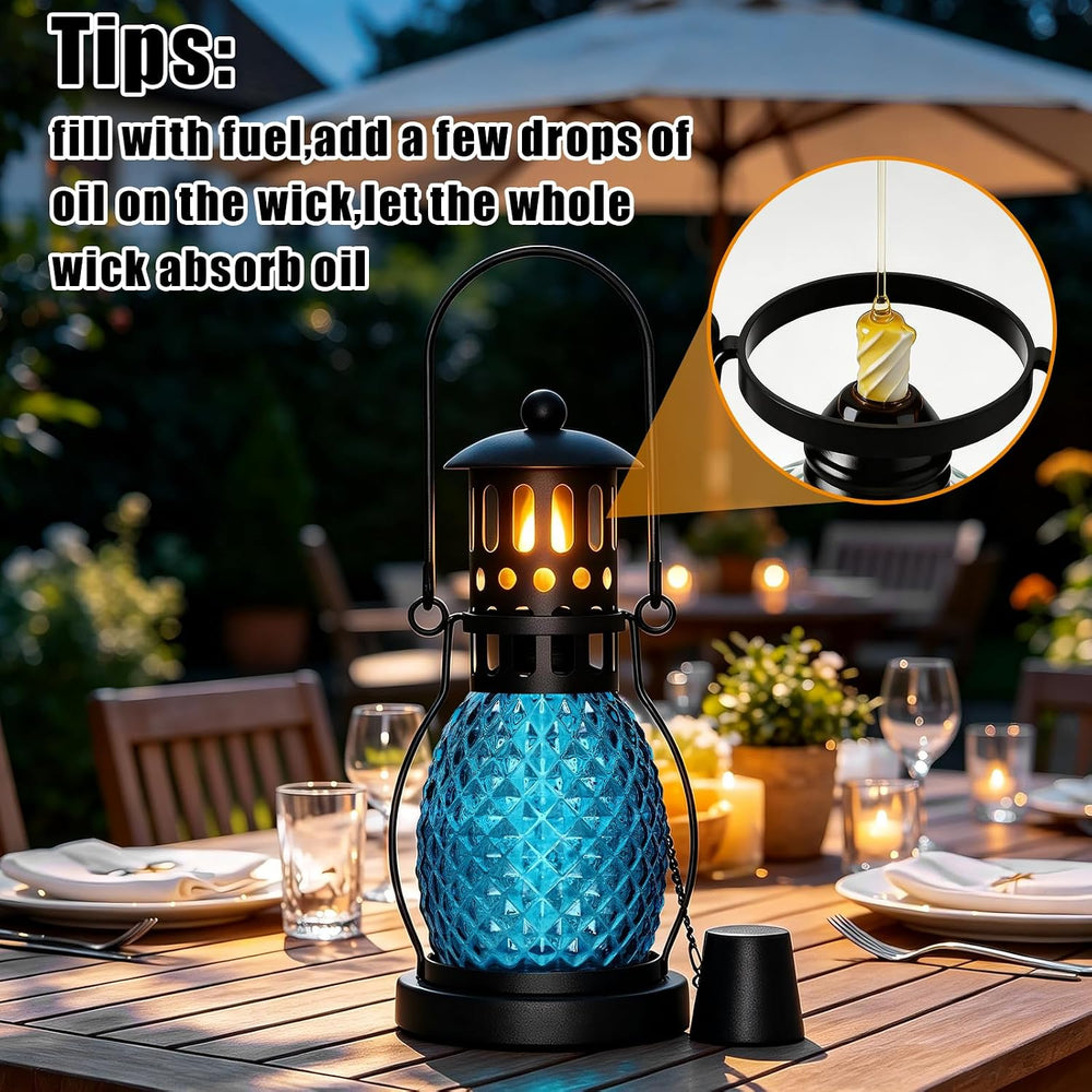 4 Pack Citronella Torches for Outside 12.5 oz Glass Table Top Torches(Blue)