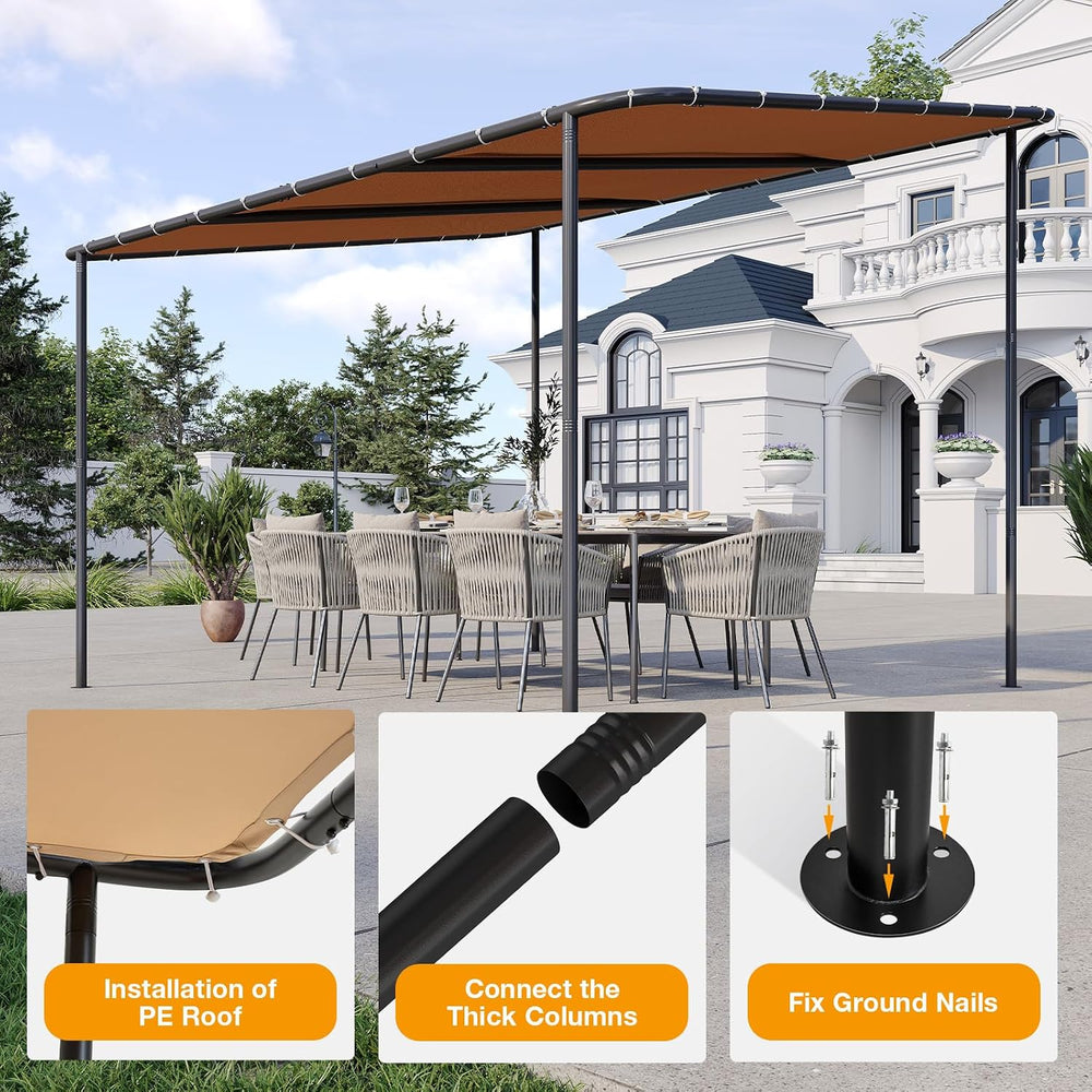 10x12 Lean to Pergola Outdoor Gazebo with Water Resistant & UV-Resistant,...