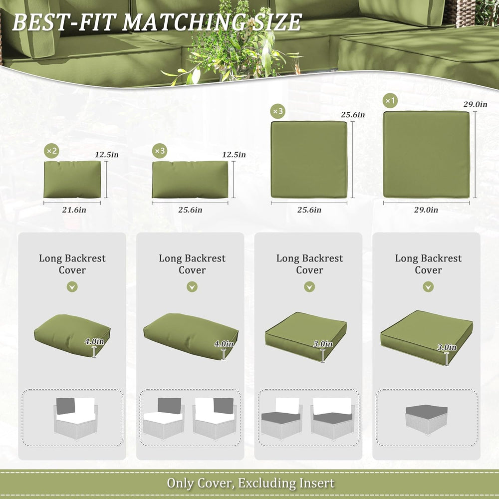9Pcs Outdoor Chair Cushions Covers Waterproof Anti-Fading for 5 Pack Patio Se...
