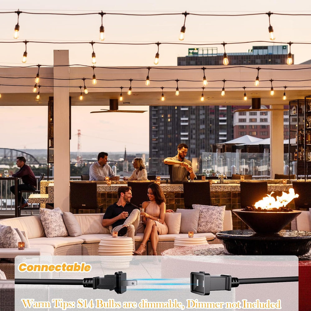 Svater 48 FT Outdoor String Lights 2W Commercial Grade Waterproof S14 ETL
