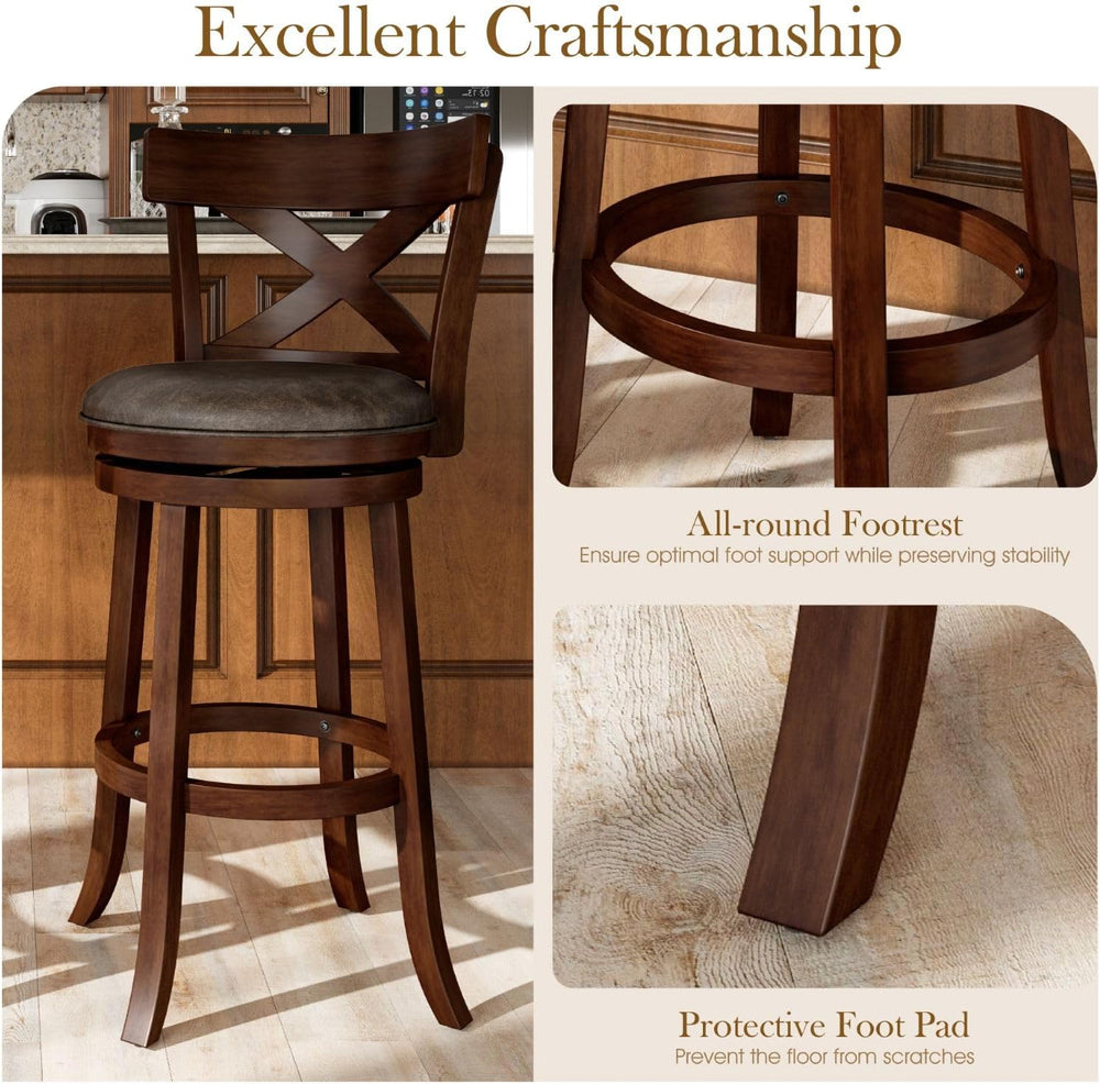 Sophia & William 30 Inch Swivel Bar Stools Set of 3, Bar Height Barstools
