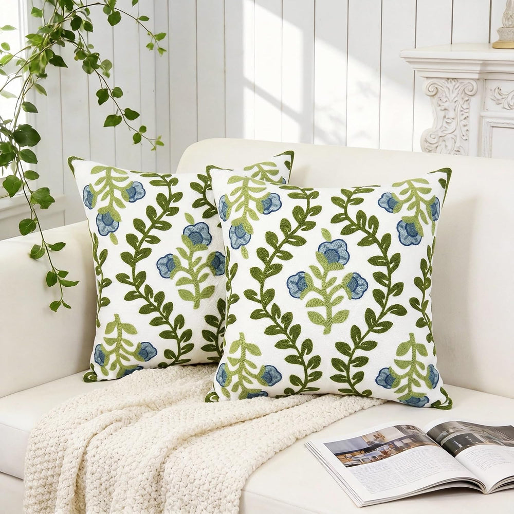Alysheer Embroidered Decorative Throw Pillow Cover 20"x 20" Set of ...