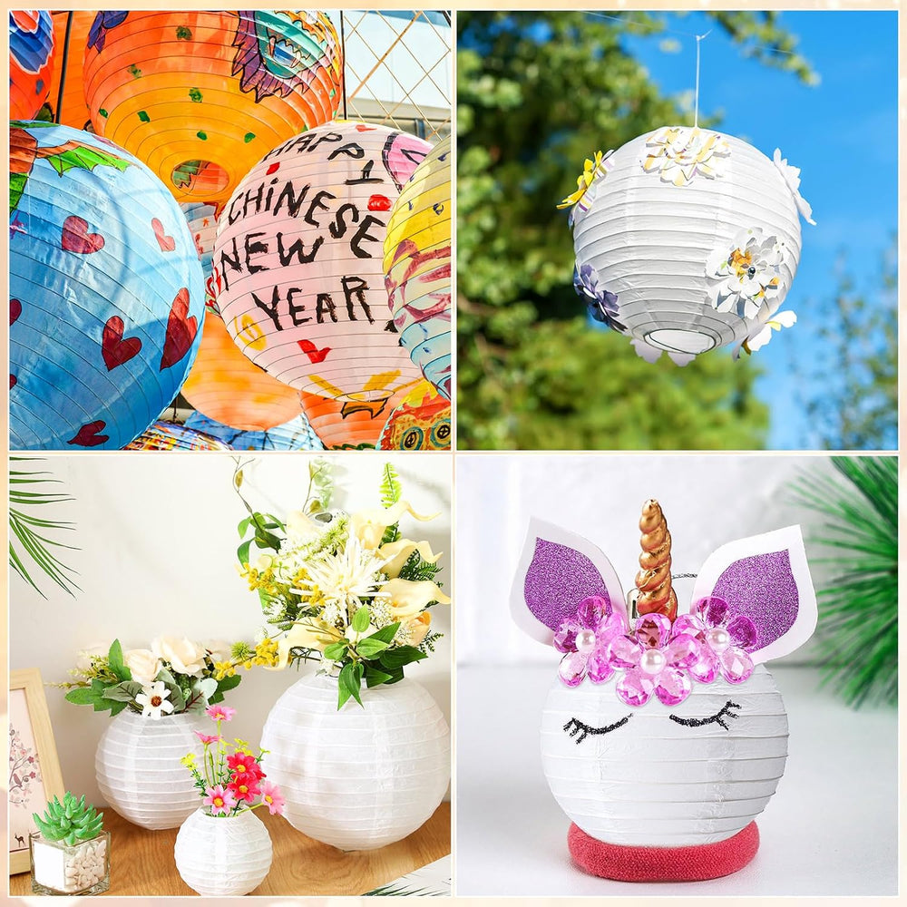 Treela 48 Pcs Paper Lanterns Party Decorations Round, White