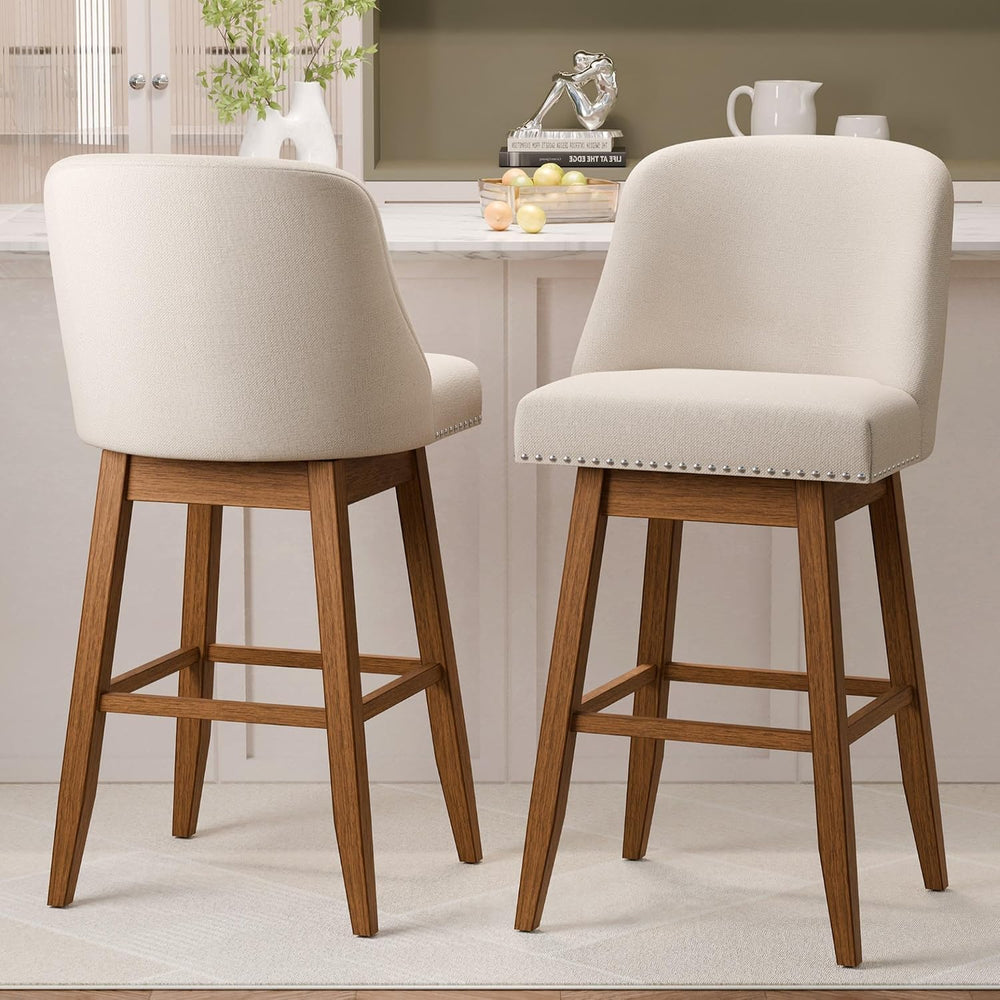 MU Counter Height Swivel Barstools, 30" Seat Height Upholstered Bar Stoo...