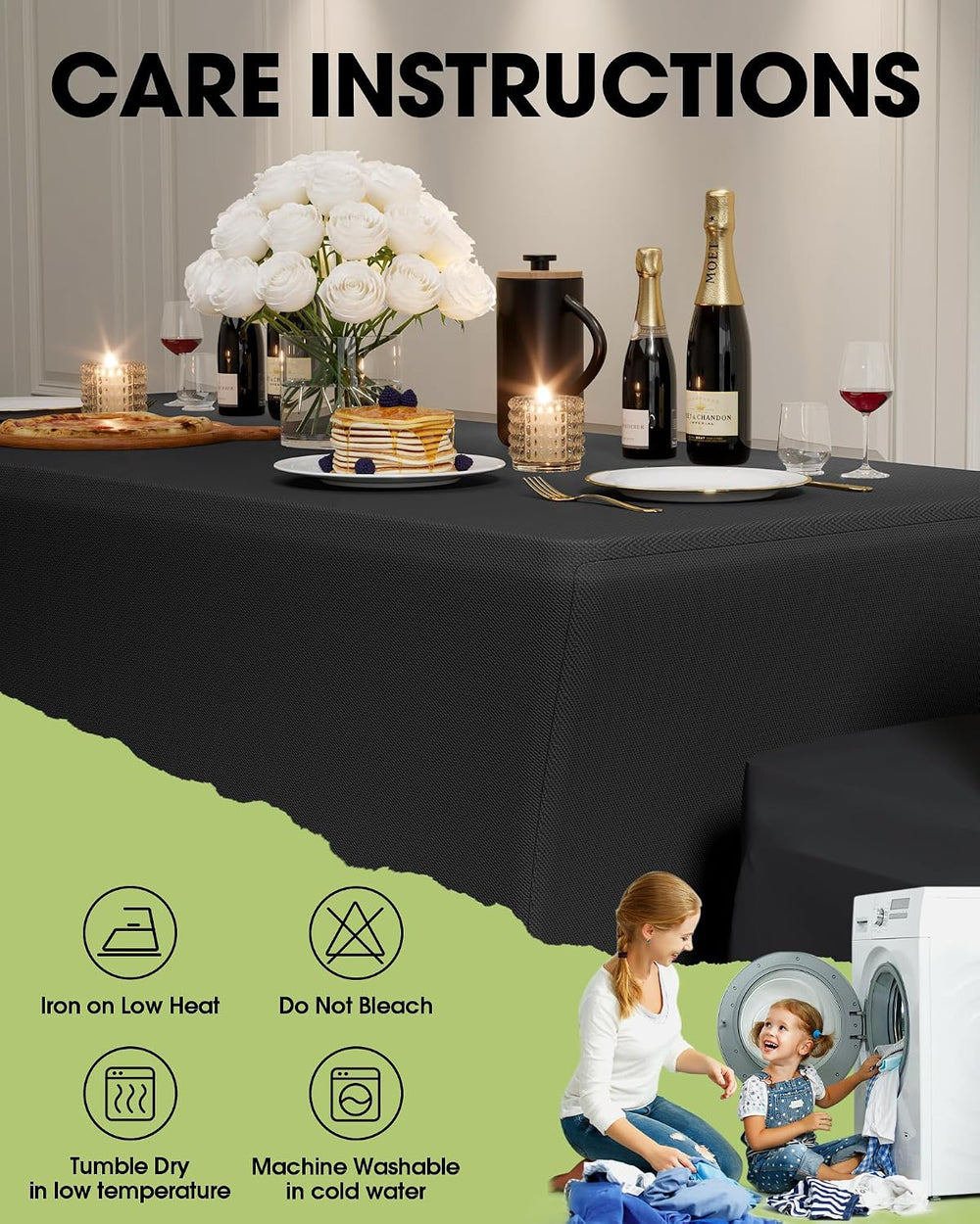 Pureegg Spandex Tablecloth 6ft - 6 Pack, Fitted and Stretch Table Cover for R...