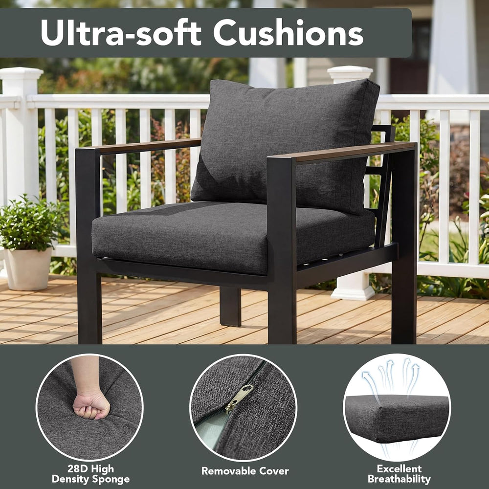 Outdoor Patio Furniture Set 2 Pieces Armchair with Washable Thick Cushions, L...