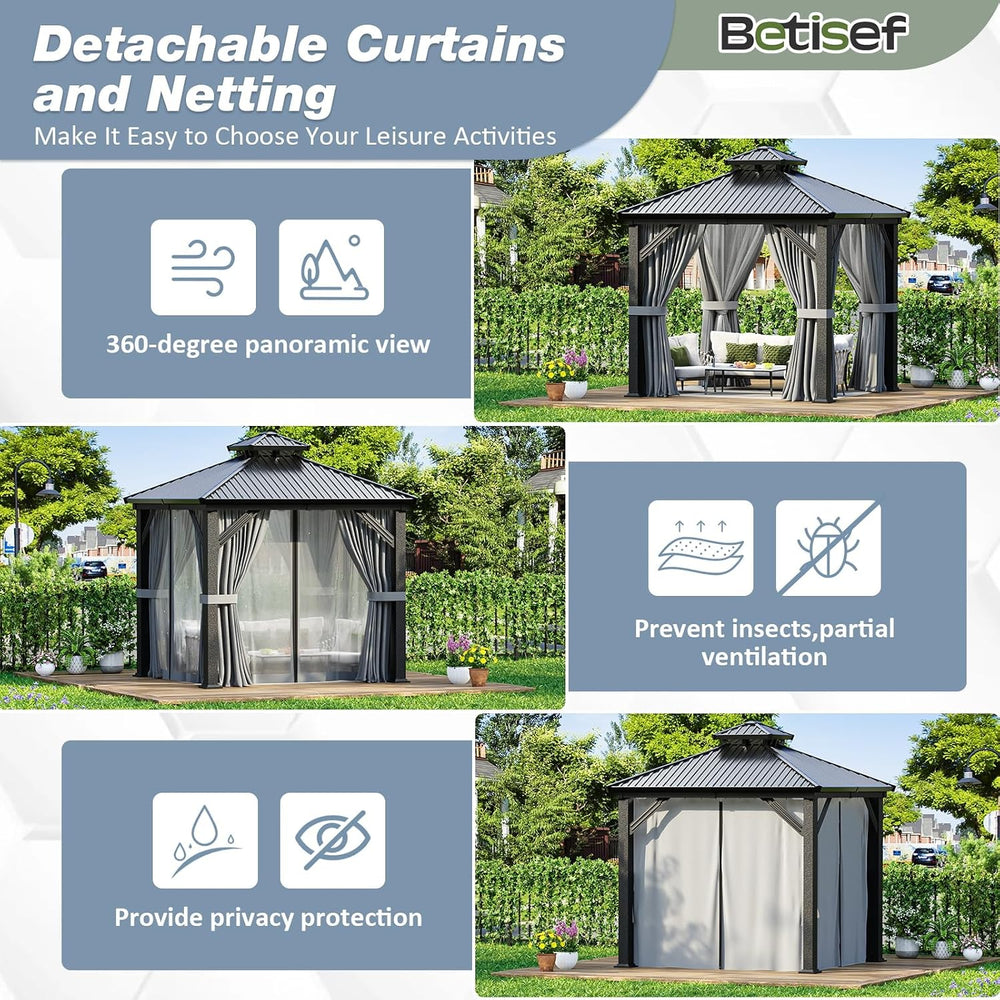8x8 FT Hardtop All-Aluminum Gazebo Dark Gray