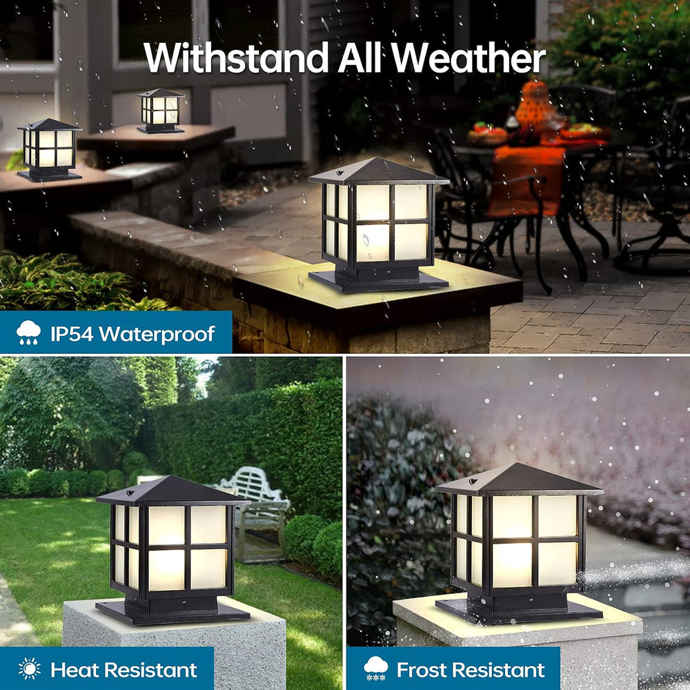 11.8In Outdoor Post Lights Hardwired, Modern Column Lights E26 Pillar Lamps
