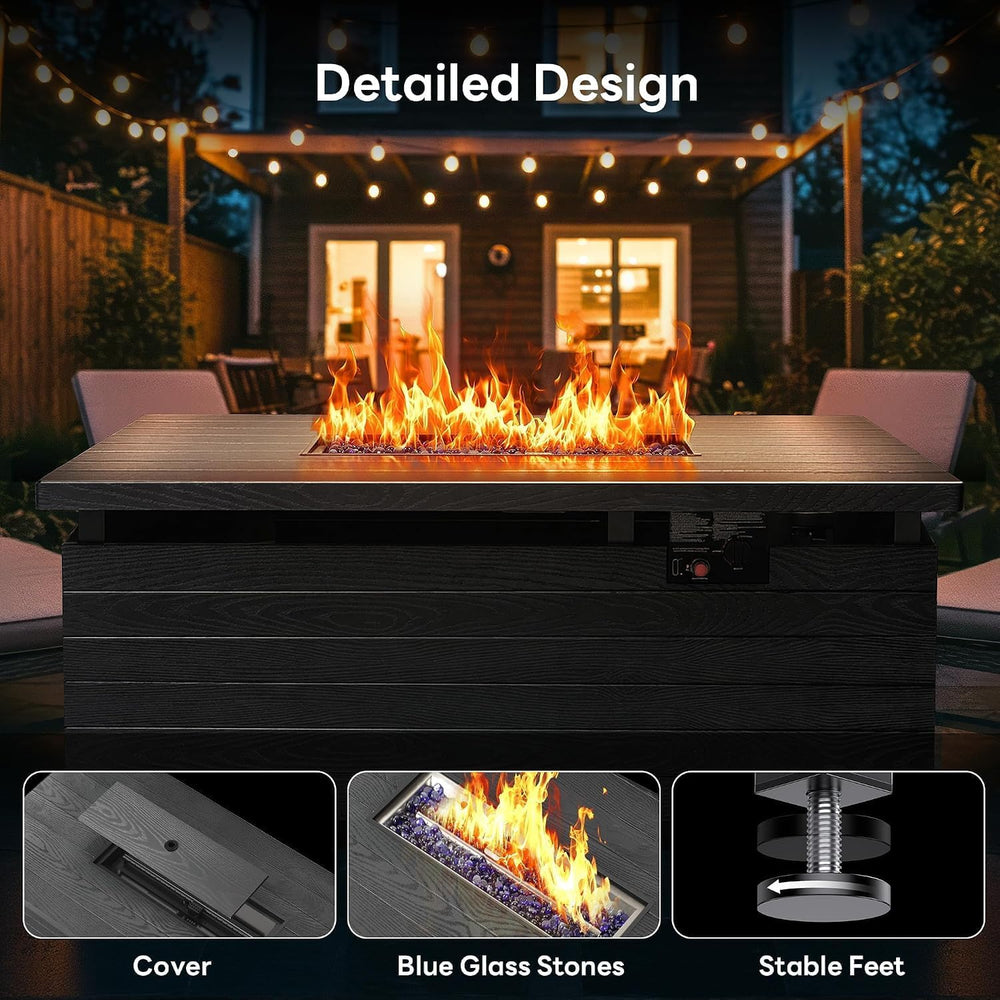 51” Outdoor Propane Fire Pit Table, 50000 BTU 4-in-1 Gas Fire Pits, Gray