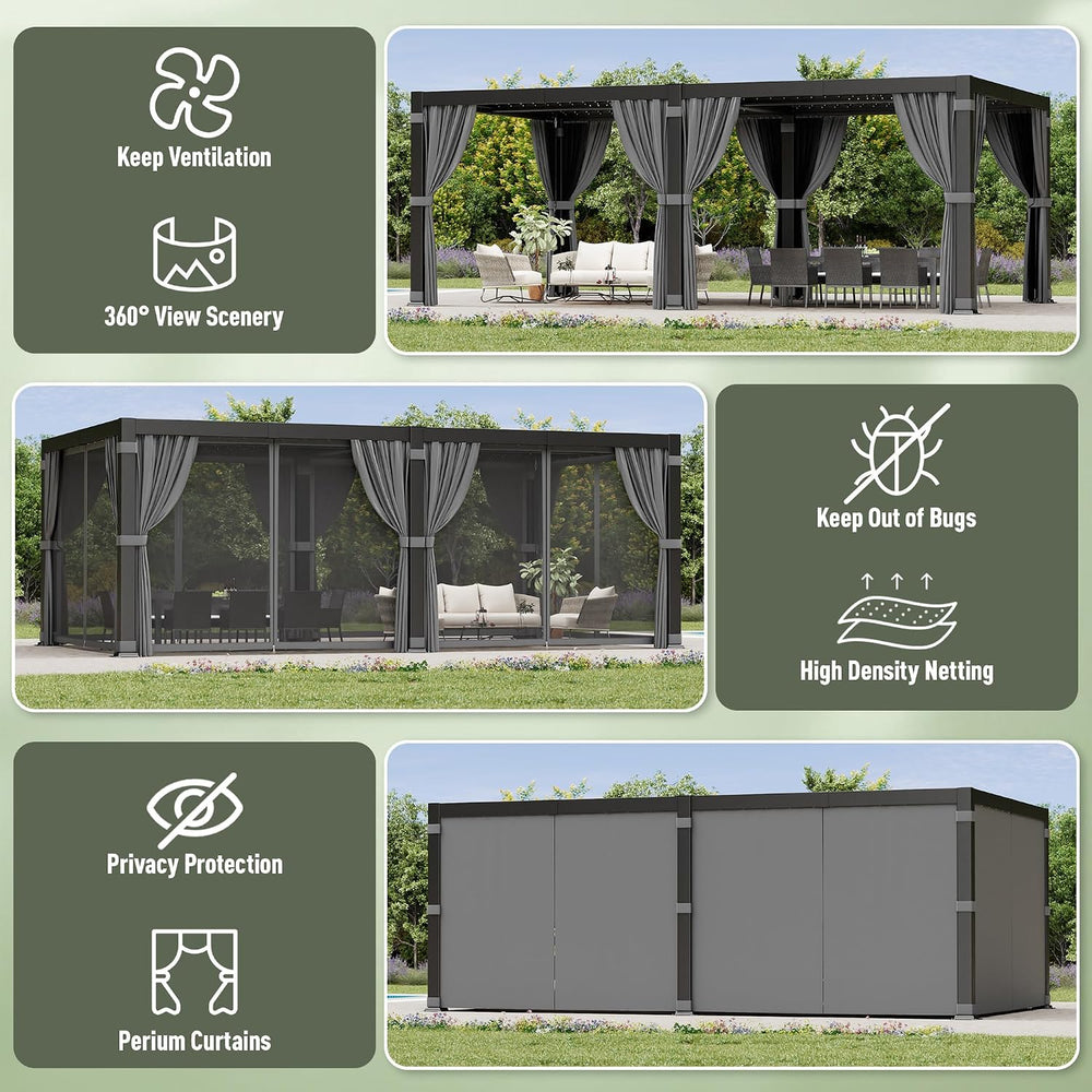 12'x20' Louvered Pergola with Aluminum Frame