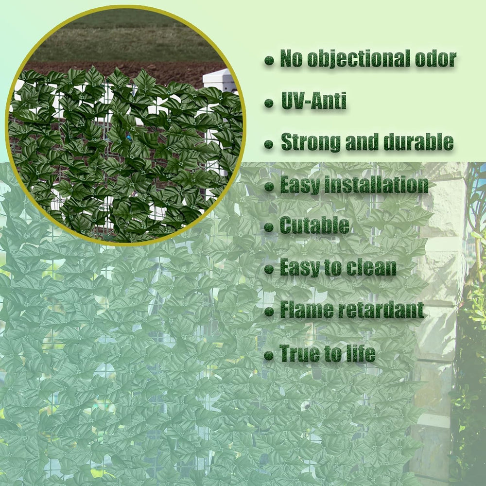 Artificial Ivy Plants Privacy Fence Screen: 48" x 204" (68 Sqft)