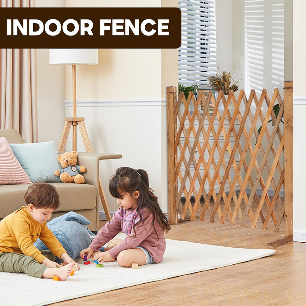 MYOYAY 2PCS Expandable Instant Fence Retractable Wooden Fence Wooden Pet Gate...