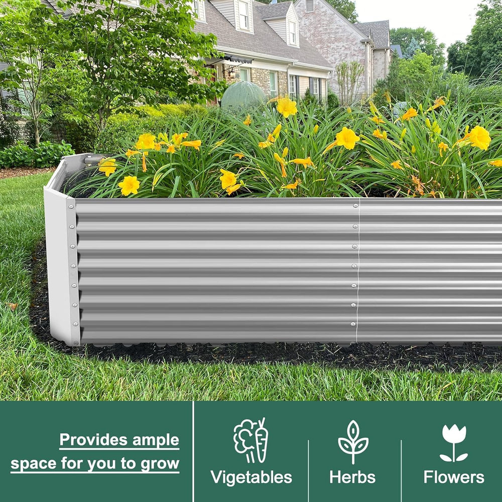 Land Guard 2 Pack 8×4×2ft Galvanized Raised Garden Bed Kit, Galvanized Plante...
