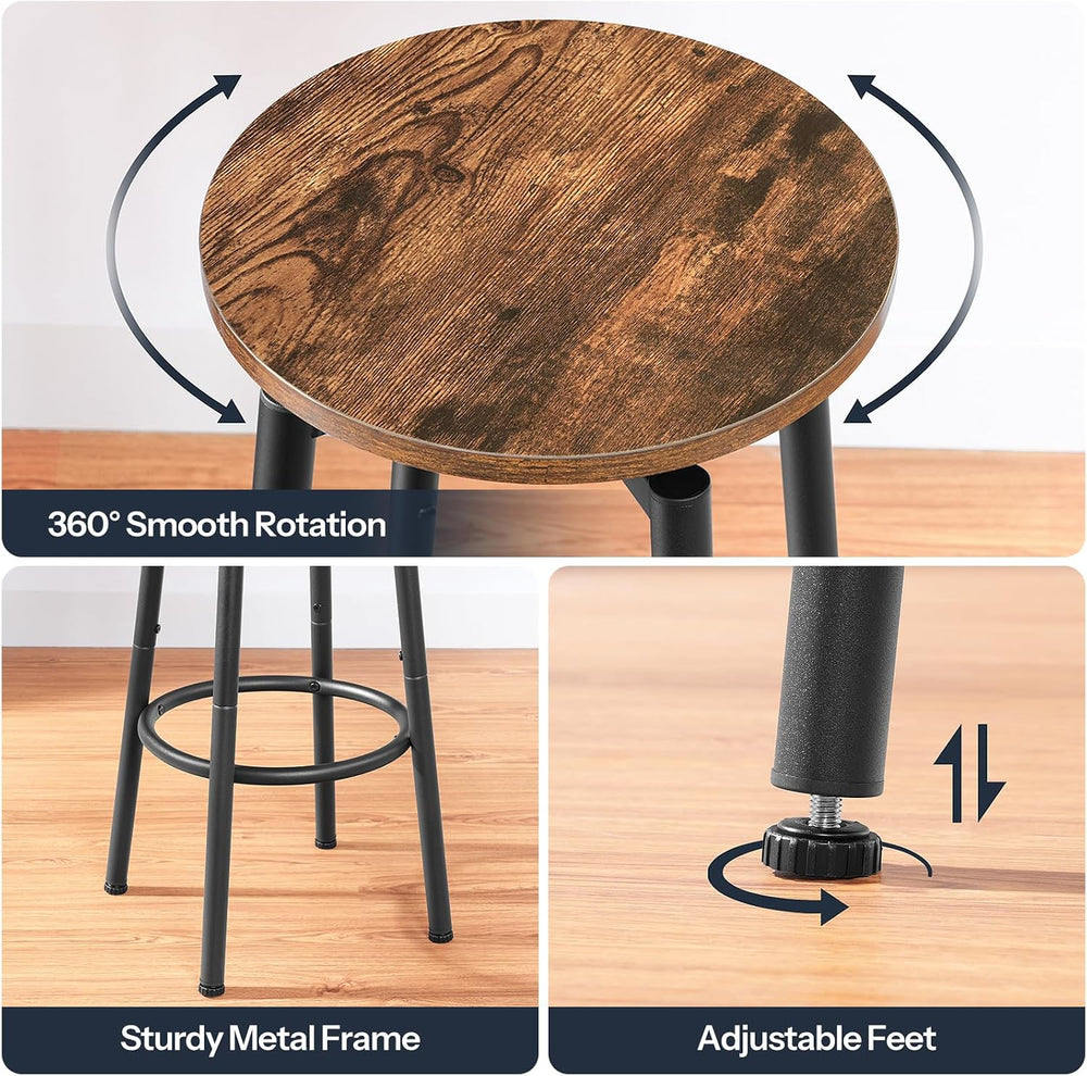 HOOBRO Bar Stools, Swivel Bar Stools Set of 2, 24.9" Round Bar Chairs, B...