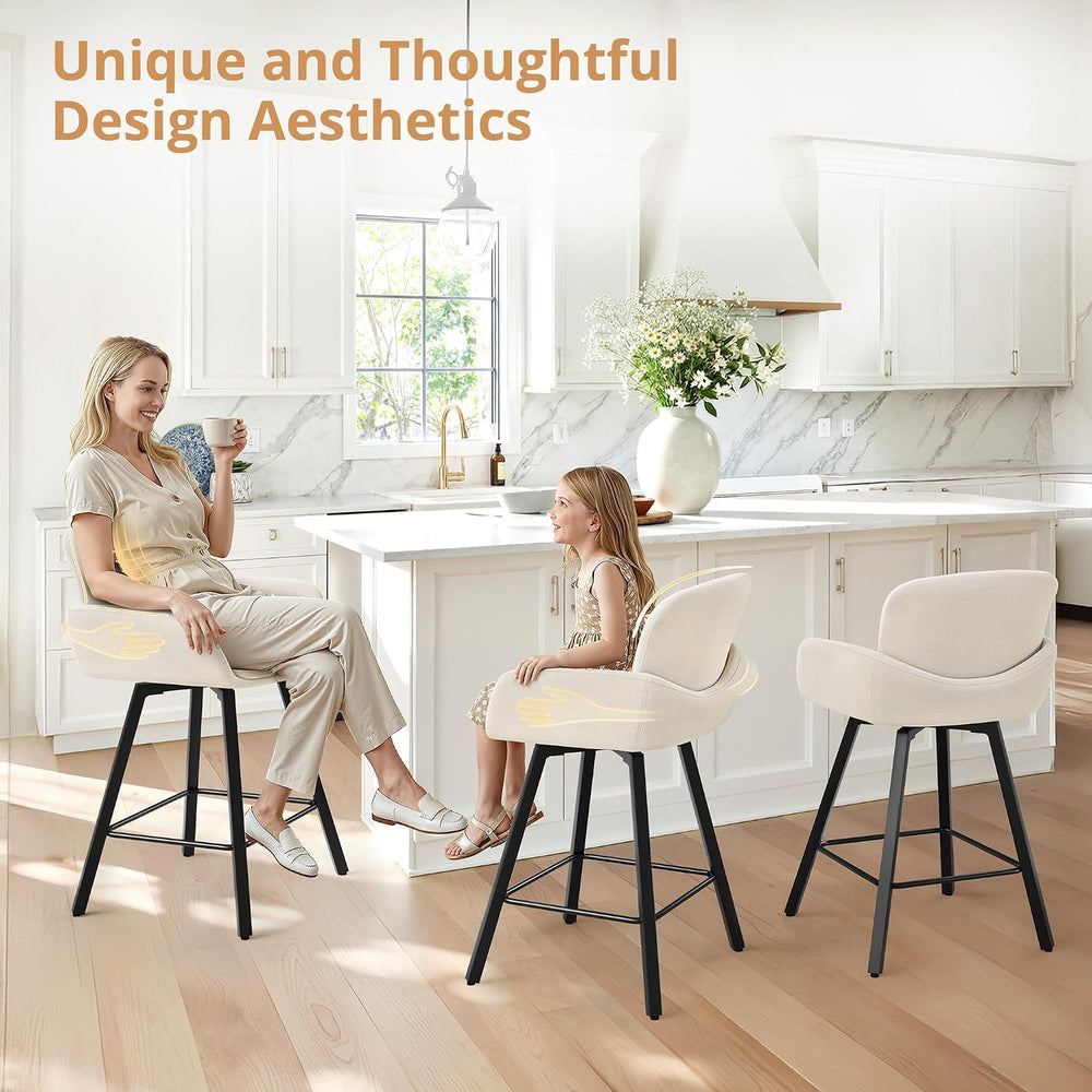 LUE BONA 26" Swivel Bar Stools Set of 3, Counter Height Bar Stools with ...