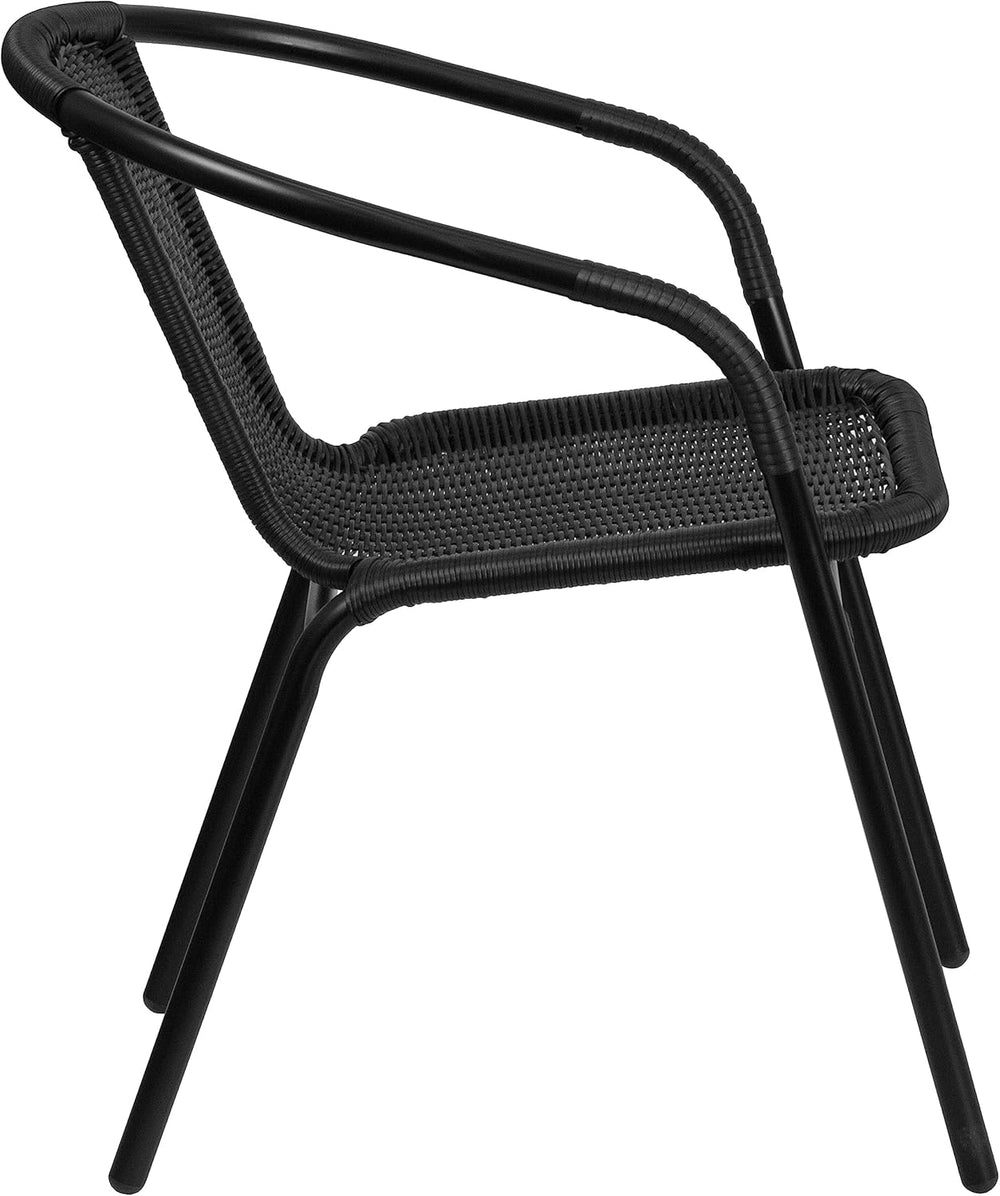 Flash Furniture Modern Rattan Indoor/Outdoor Restaurant Dining Chairs, Stacka...