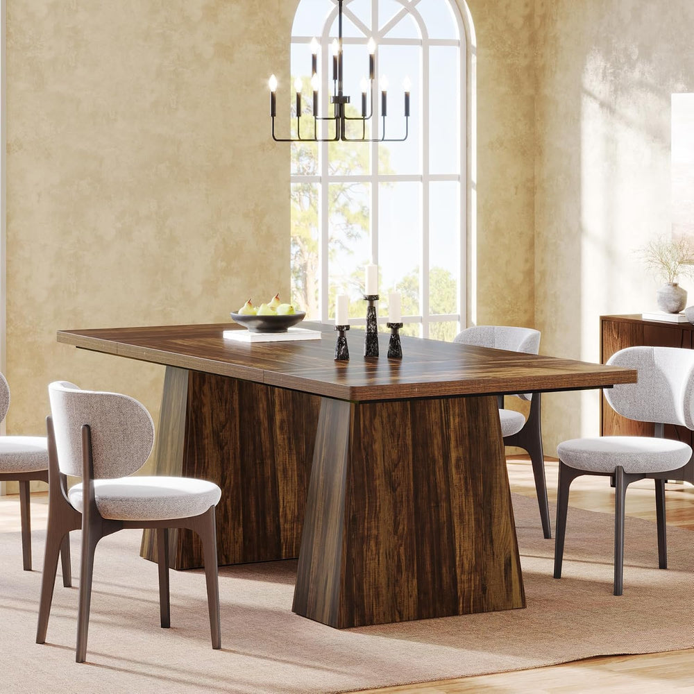Tribesigns Dining Table for 6, Farmhouse Rectangular, Rustic Brown, 63" ...