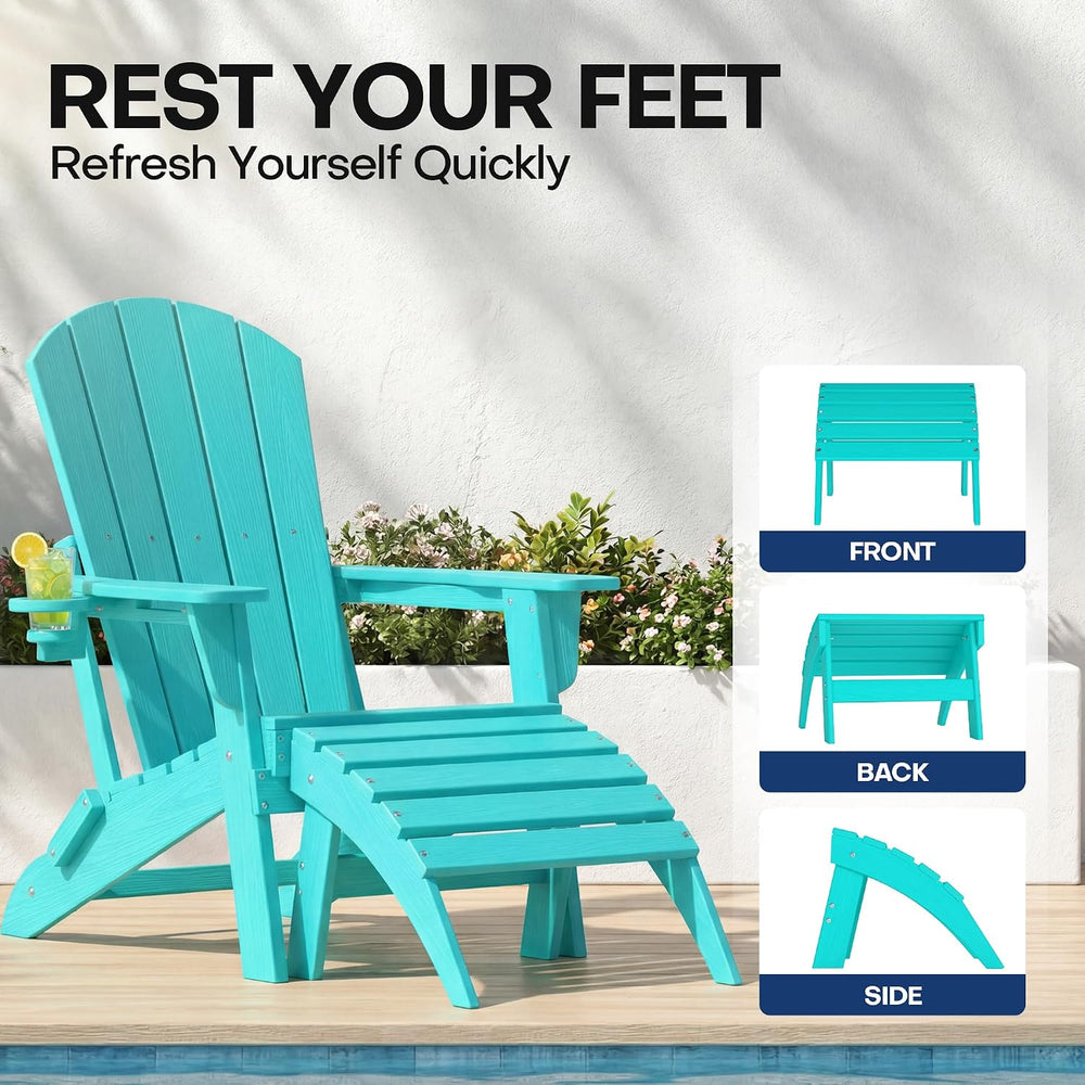 Plawdlik Folding Ottoman for Adirondack Chair–HDPE All-Weather Footrest for O...