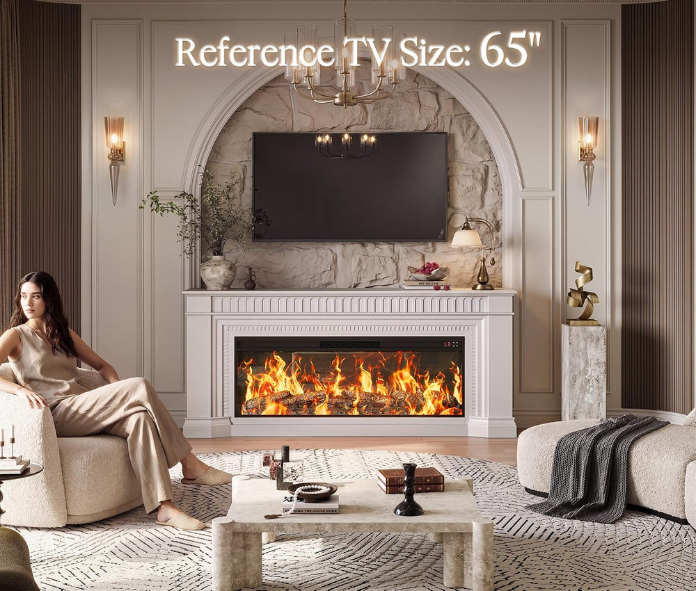 PRAISUN 70'' Fireplace TV Stand with 48'' Electric Fireplace